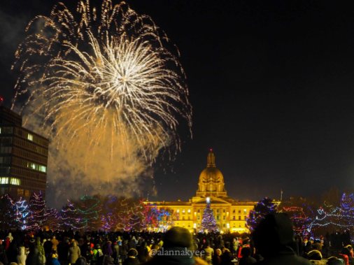 yeg, december, alberta legislature, fireworks, new years
