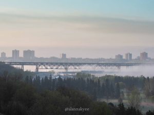 yeg, lookbook, may, spring, river valley, fog, high level bridge